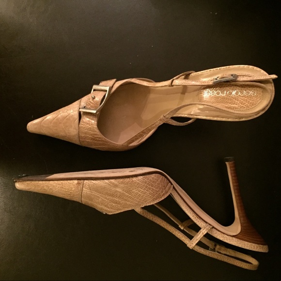 Sergio Rossi Leather Slingback Heels, Runs Small - Picture 7 of 8